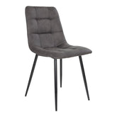 De Vries - Chaise de salle à manger - gris foncé - microfibre et acier - lot de 2